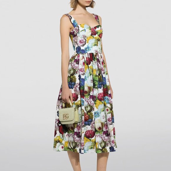 DOLCE & GABBANA Night Flower Print Bustier Dress - Picture 1 of 11